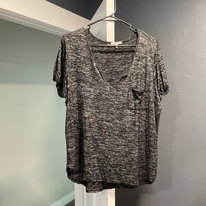 Charlotte Russe Charcoal Short Sleeve V-Neck Top